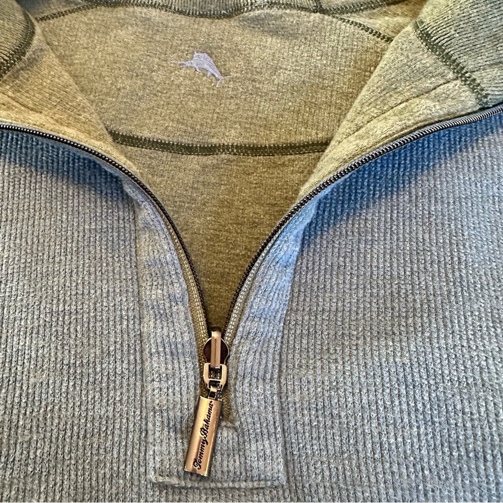 Tommy Bahama Flipshore Reversible Men’s XXL 1/4 Zip Pullover Sweater  Blue/Sage - Picture 13 of 16